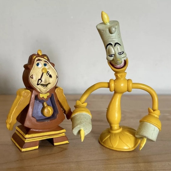 Beauty & the Beast Lumiere & Cogsworth Bendable PVC Figures Disney Just Toys - Picture 1 of 11